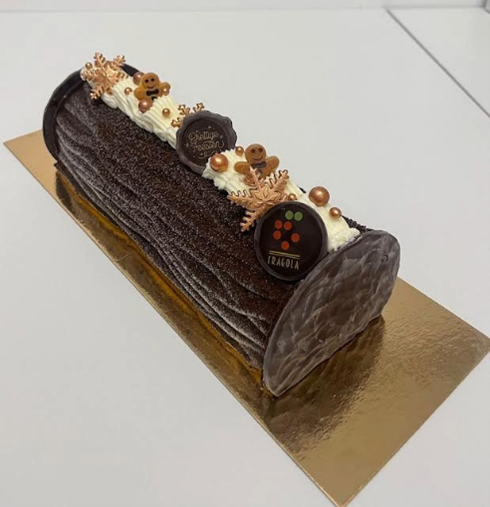 Kerststronk: vanille met mokka